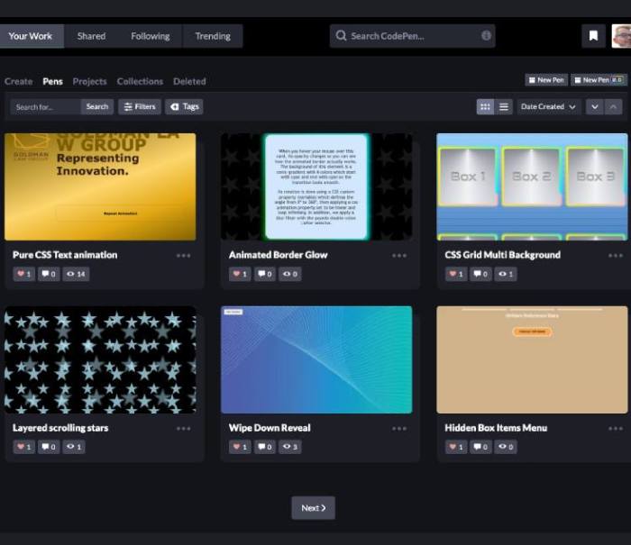 Codepen CSS Designs